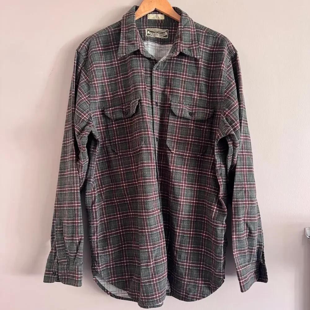 Ralph Lauren Polo Jeans Company Vintage Button Down Plaid Flannel Shirt XL 90s